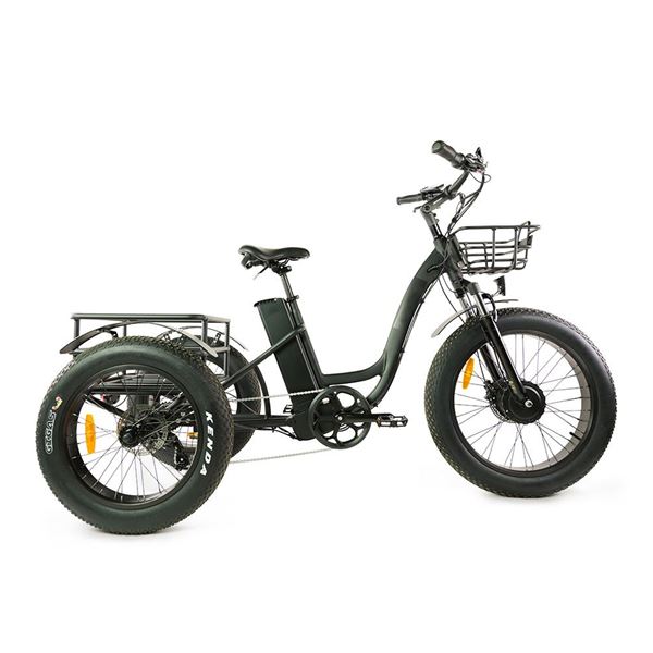 Electric Cargo Trike with Fat Tire 500W Brushless Motor, 48V Battery for Home Small Cargo Use | T4B trike